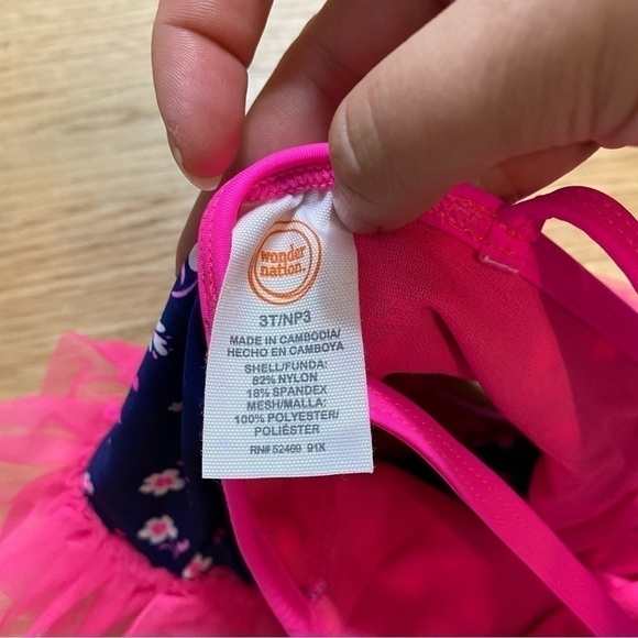 Wonder nation One Piece Tutu Swimsuit Floral Pink Blue 3T NEW - Picture 3 of 4